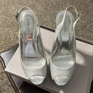 Bakers used high heel silver platforms glittery